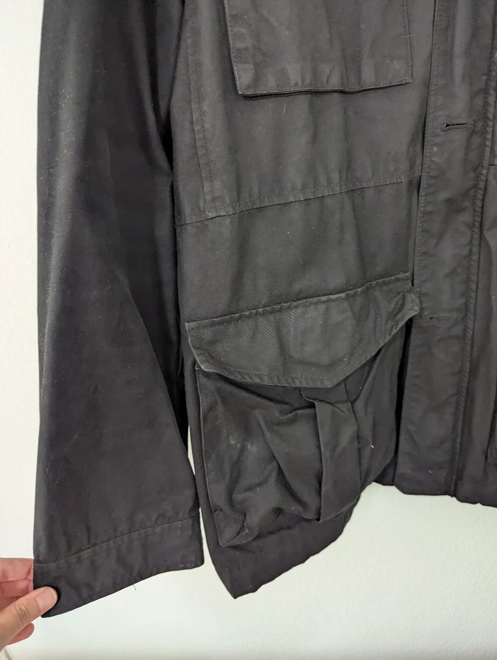 Vintage J. Crew Coated Barn Jacket The British Millerain Black Pockets Large T